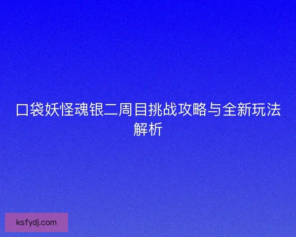 口袋妖怪魂银二周目挑战攻略与全新玩法解析
