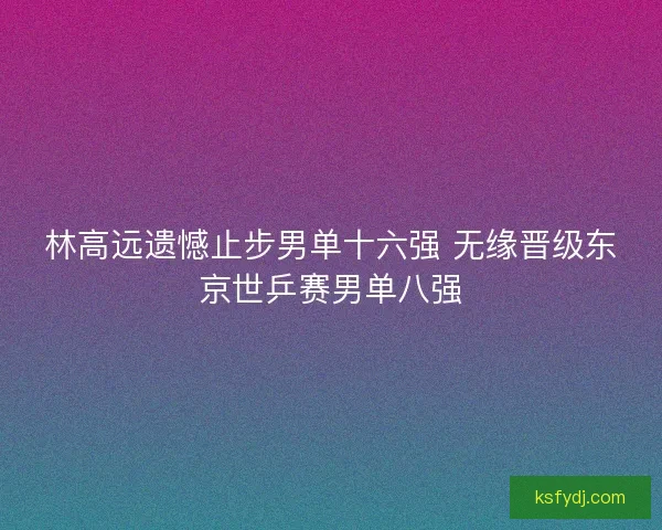 林高远遗憾止步男单十六强 无缘晋级东京世乒赛男单八强